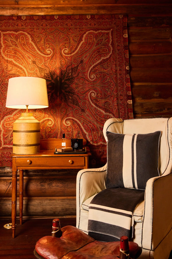 Warm living room with a chair during wintertime